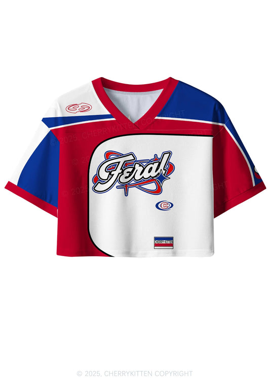 Custom Red Feral Y2K Crop Sport Jersey Shirts Cherrykitten