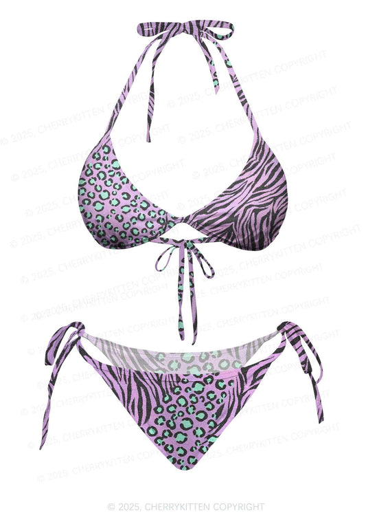 Zebra And Leopard Y2K Print Bikini Set Cherrykitten