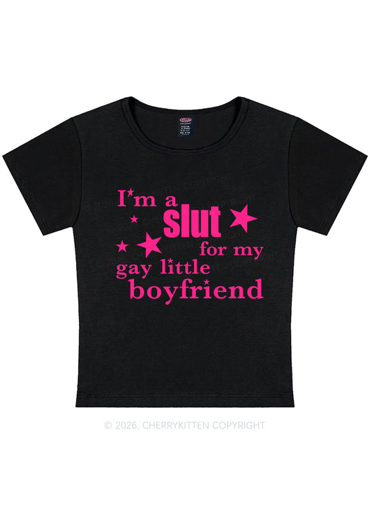 Slxt For My Gay Little BF Pride Y2K Baby Tee Cherrykitten