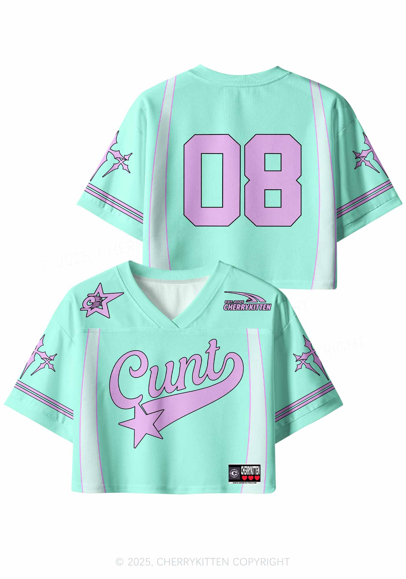 Custom Mint Green Cxxt Star Y2K Crop Sport Jersey Shirts Cherrykitten