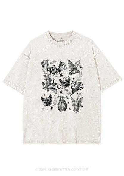 Halloween Bat Wizard Hat Y2K Shirts Washed Tee Cherrykitten