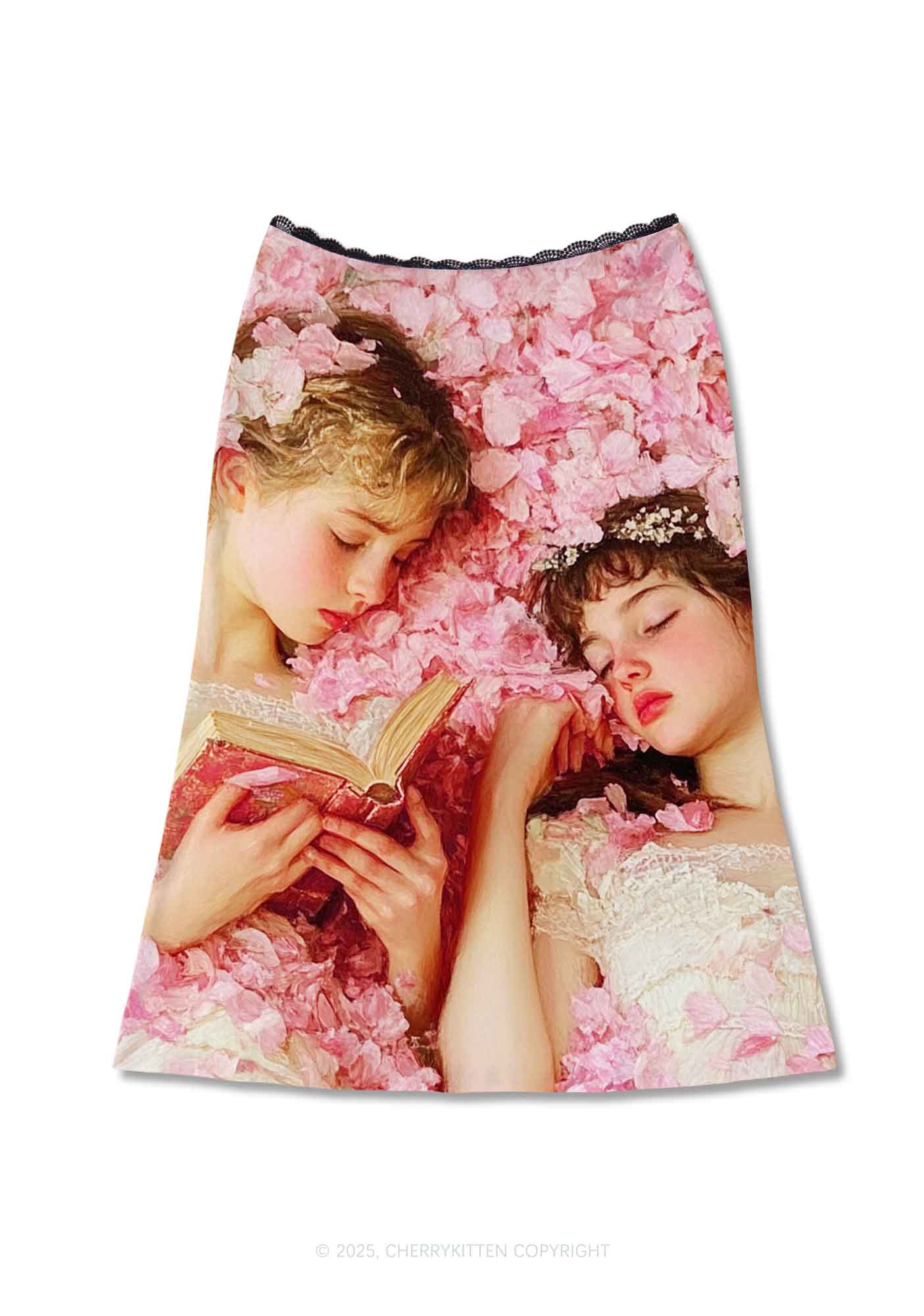 Flower Girls Y2K Print Midi Skirt Cherrykitten