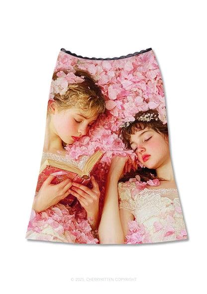Flower Girls Y2K Print Midi Skirt Cherrykitten