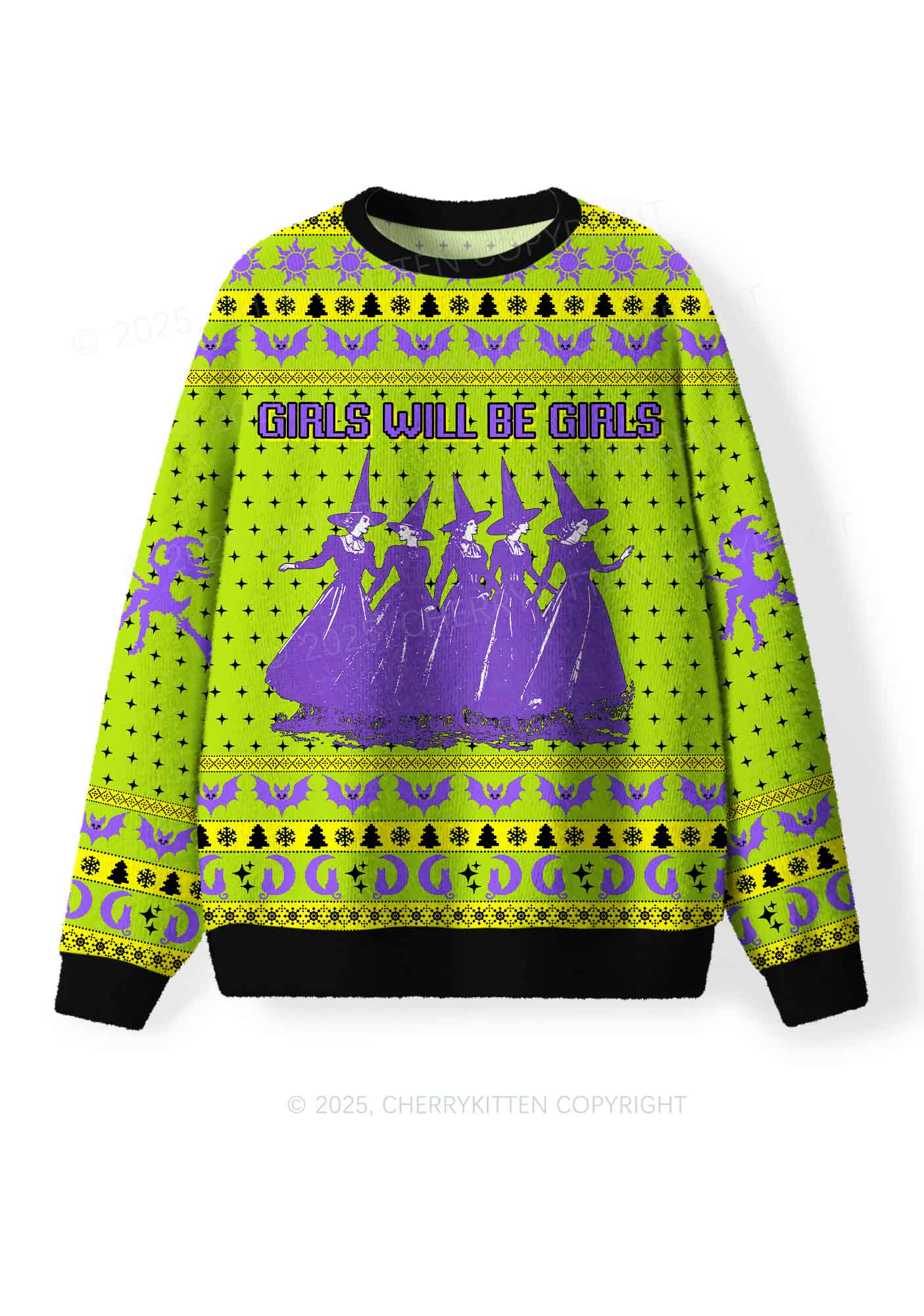 Halloween Girls Will Be Girls Y2K Christmas Knit Sweatshirt Cherrykitten