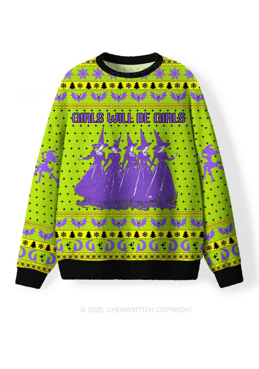Halloween Girls Will Be Girls Y2K Christmas Knit Sweatshirt Cherrykitten