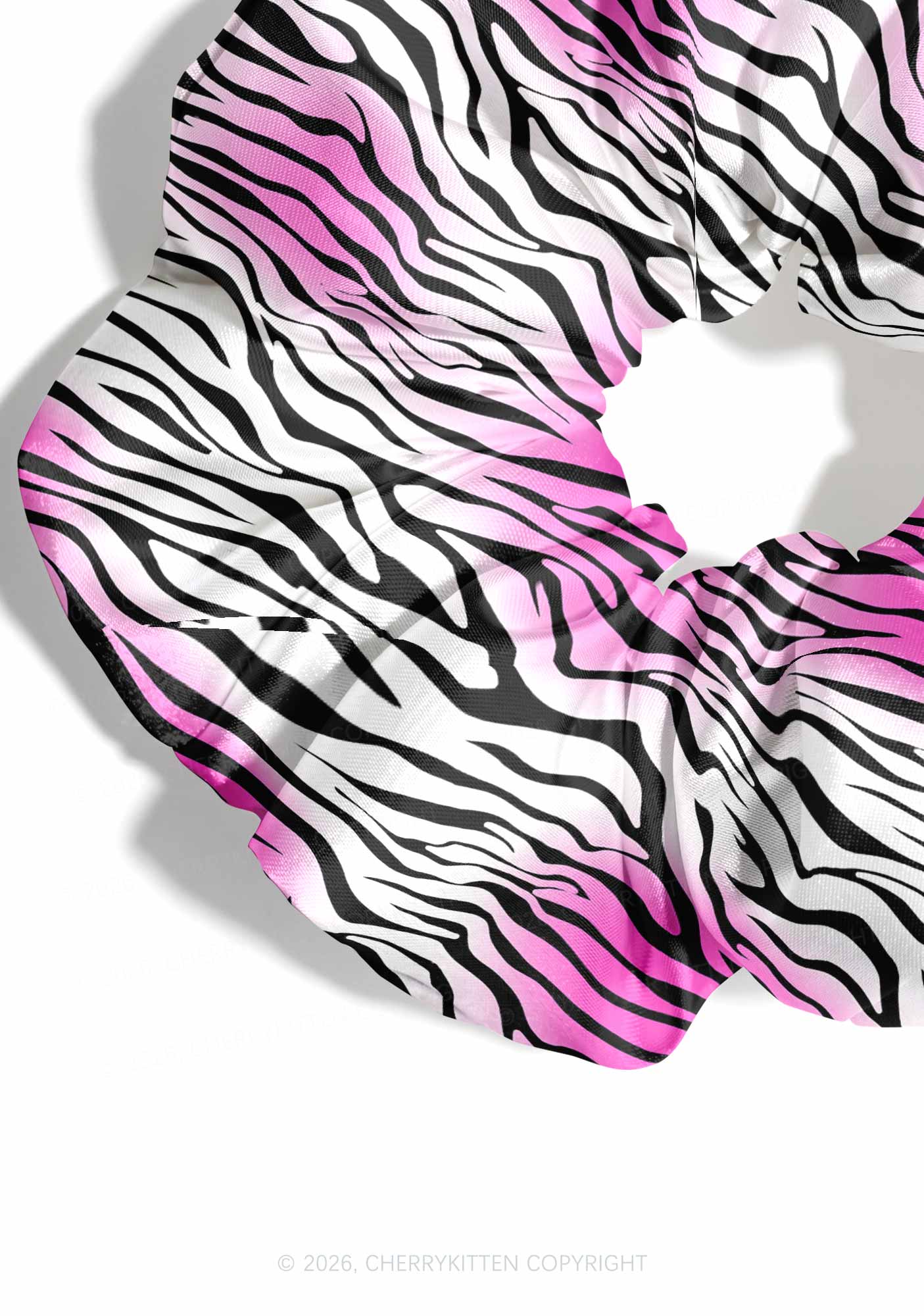 Gradient Pink Zebra Stripe Y2K Hair Scrunchie Cherrykitten