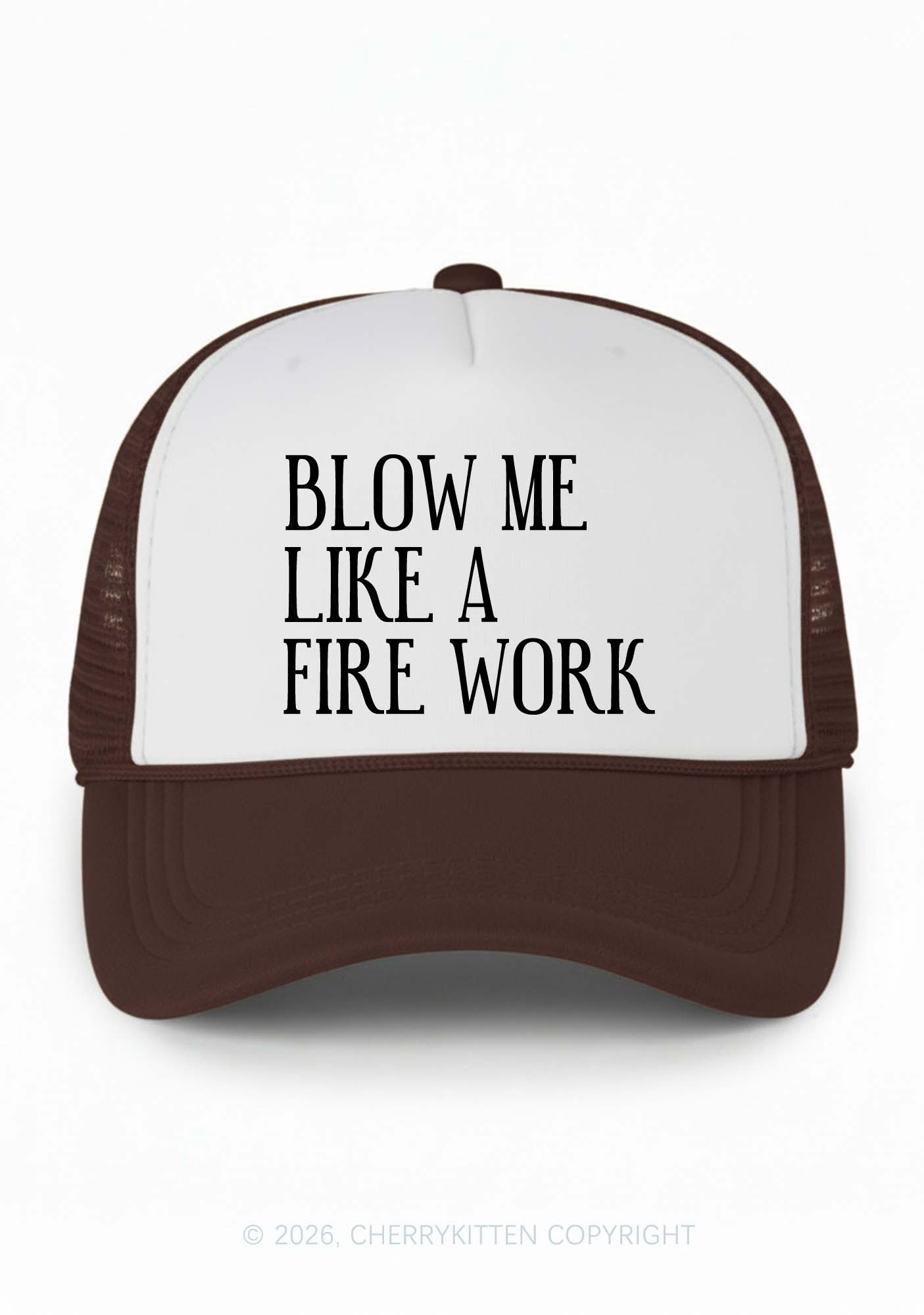 Blow Me Like Fire Work Y2K Colorblock Trucker Hat Cherrykitten