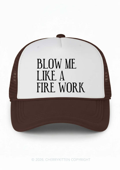 Blow Me Like Fire Work Y2K Colorblock Trucker Hat Cherrykitten