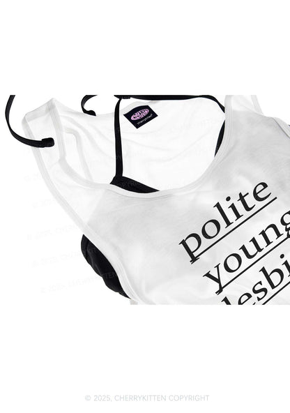 Polite Young Lesbian Pride Y2K Sheer Boyfriend Tank Cherrykitten
