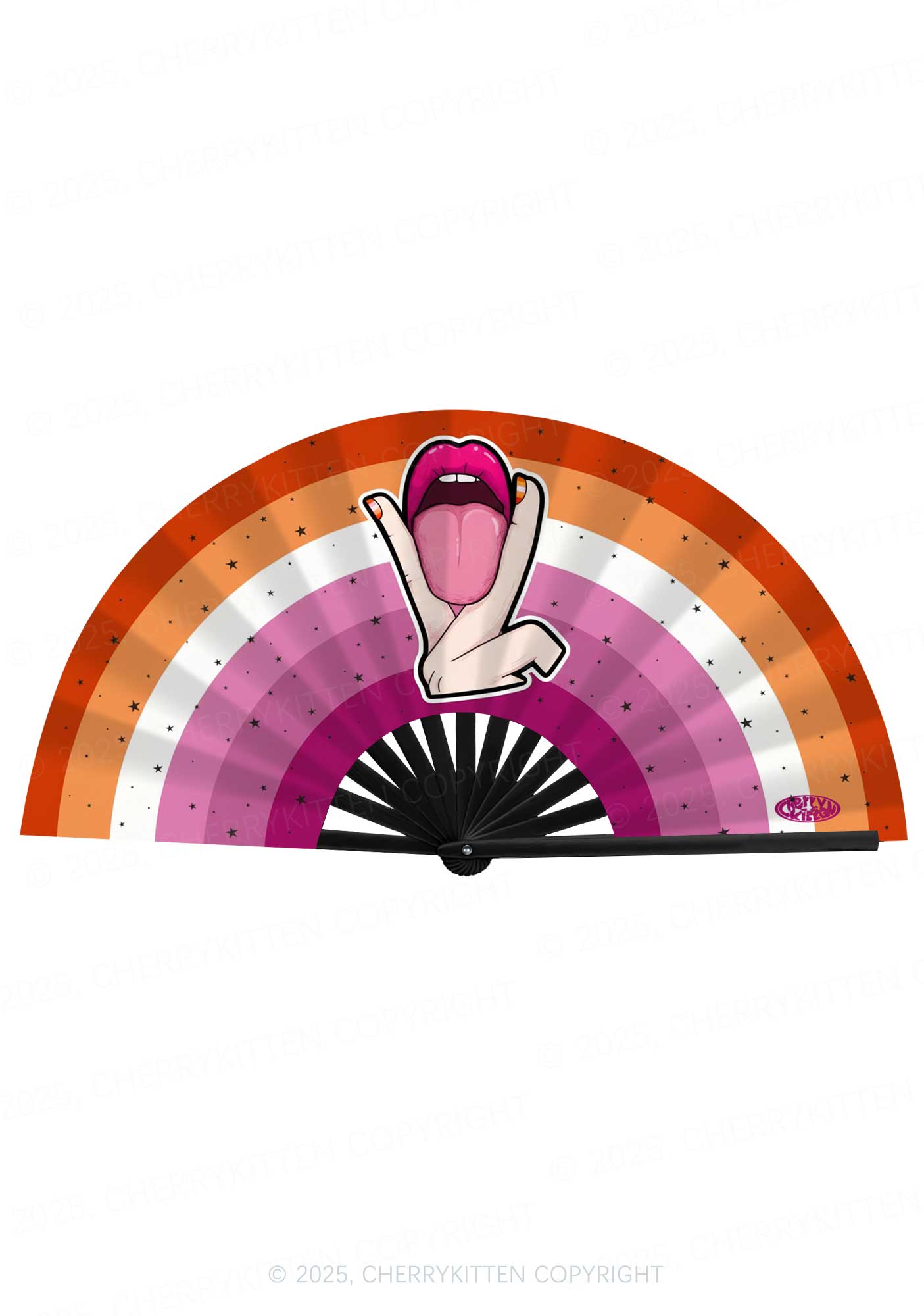 Lesbian Kissing Pride Y2K Rave Hand Fan Cherrykitten