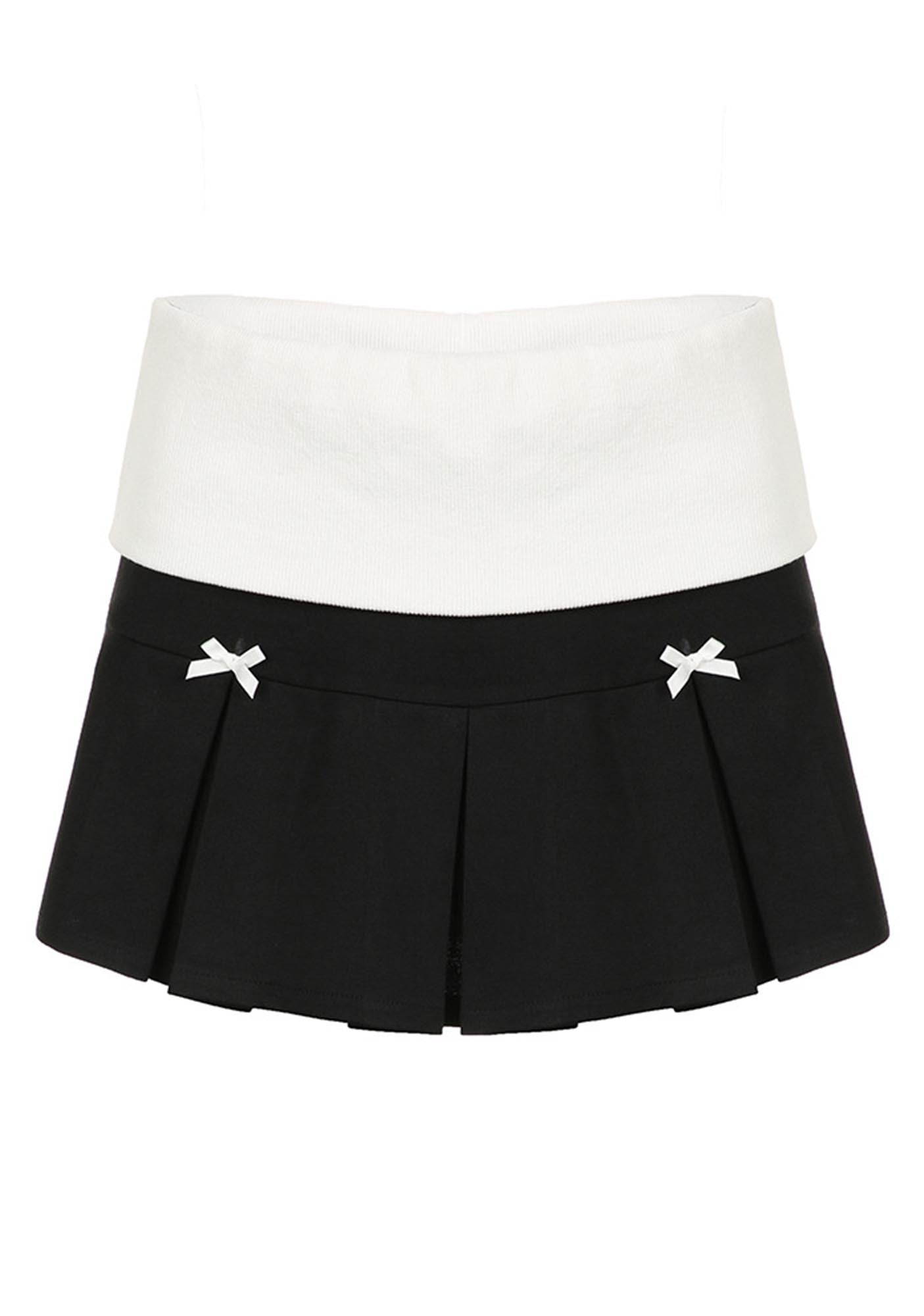 White Bow Y2K Pleated Skirt Cherrykitten