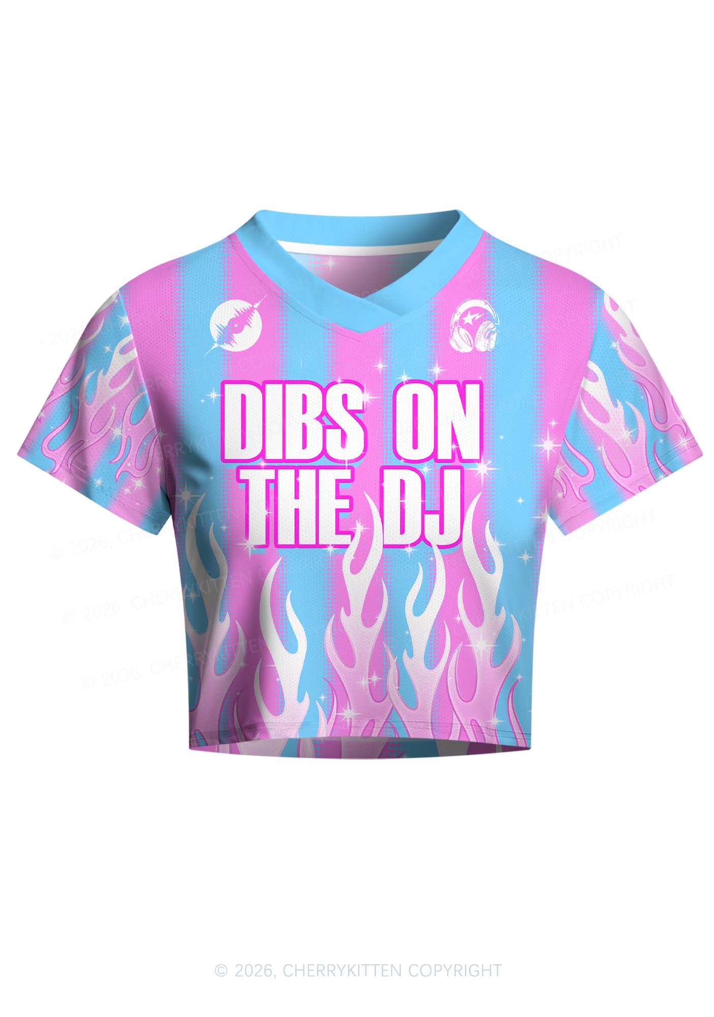 Dibs On The DJ Y2K Crop Football Jersey Shirts Cherrykitten