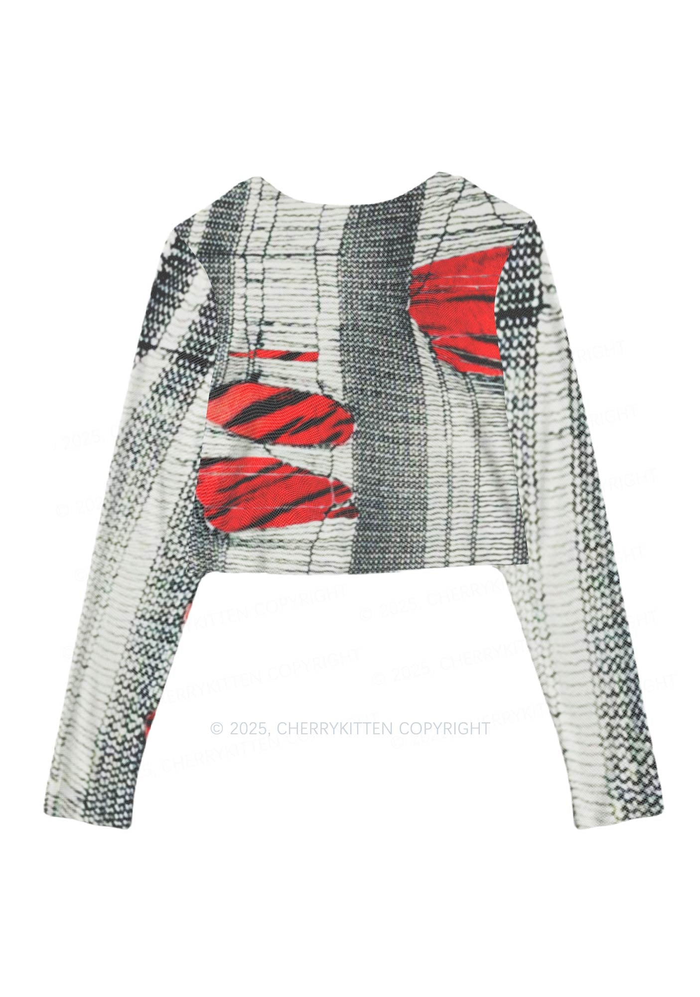 トップス PRE_ CROP LAYERED LS BK m.u japoness Cherrykitten Y2K Mesh Long Sleeve Crop Top Cherrykitten for Sale