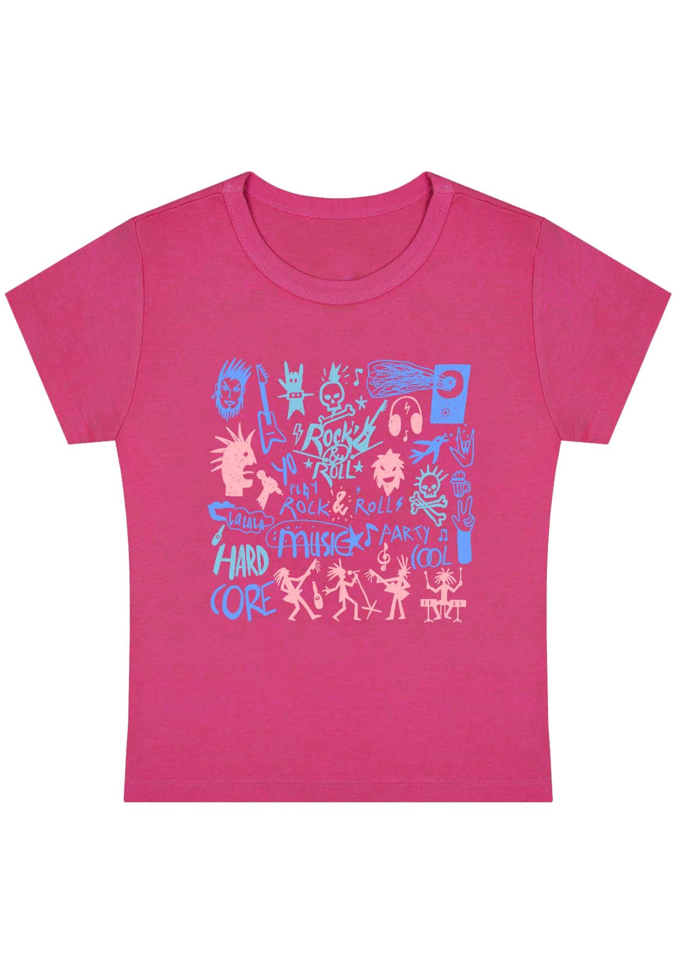 Rock&Roll Music Party Y2K Baby Tee