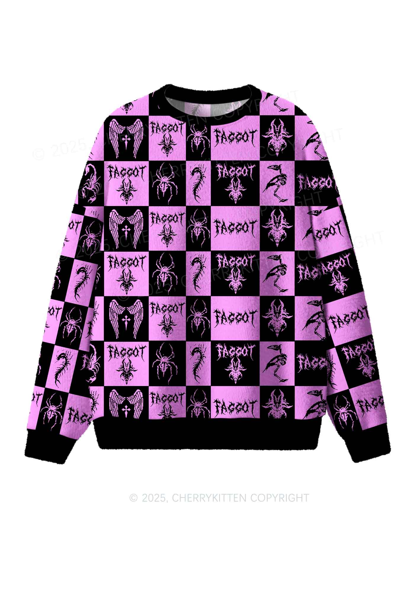 Purple Punk Faggot Pride Y2K Christmas Knit Sweatshirt Cherrykitten
