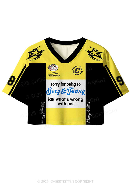 Custom Sorry For Being So Funny Y2K Crop Sport Jersey Shirts Cherrykitten
