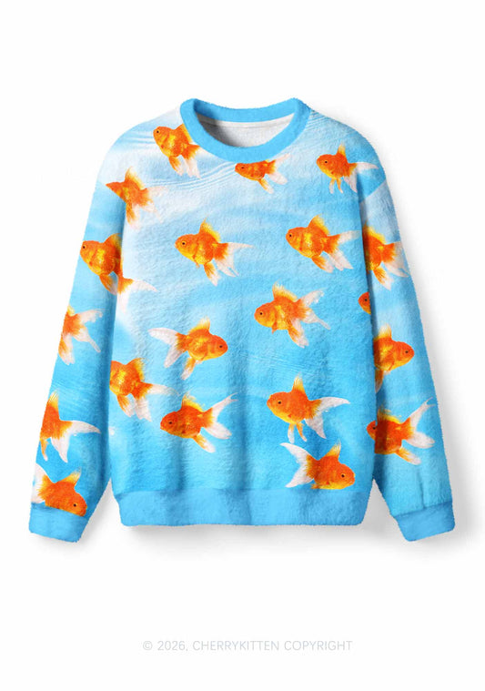 Goldfish Y2K Knit Sweatshirt Cherrykitten