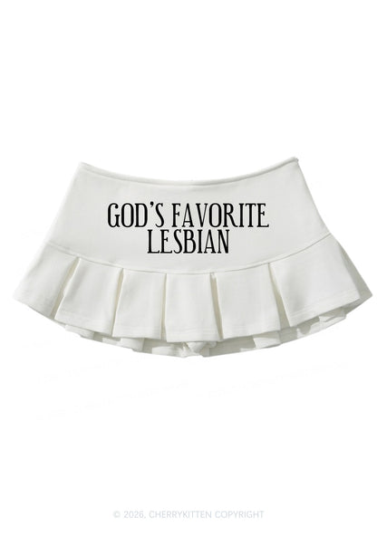 Gods Favorite Lesbian Pride Y2K Mini Pleated Skirts Cherrykitten