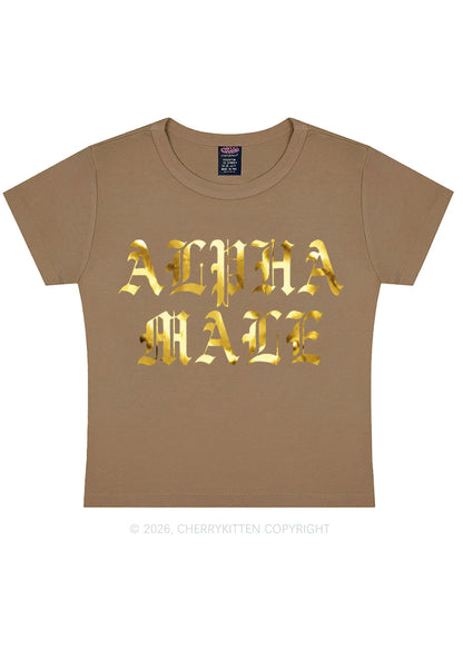 Alpha Male Silver Foil Printed Y2K Baby Tee Cherrykitten