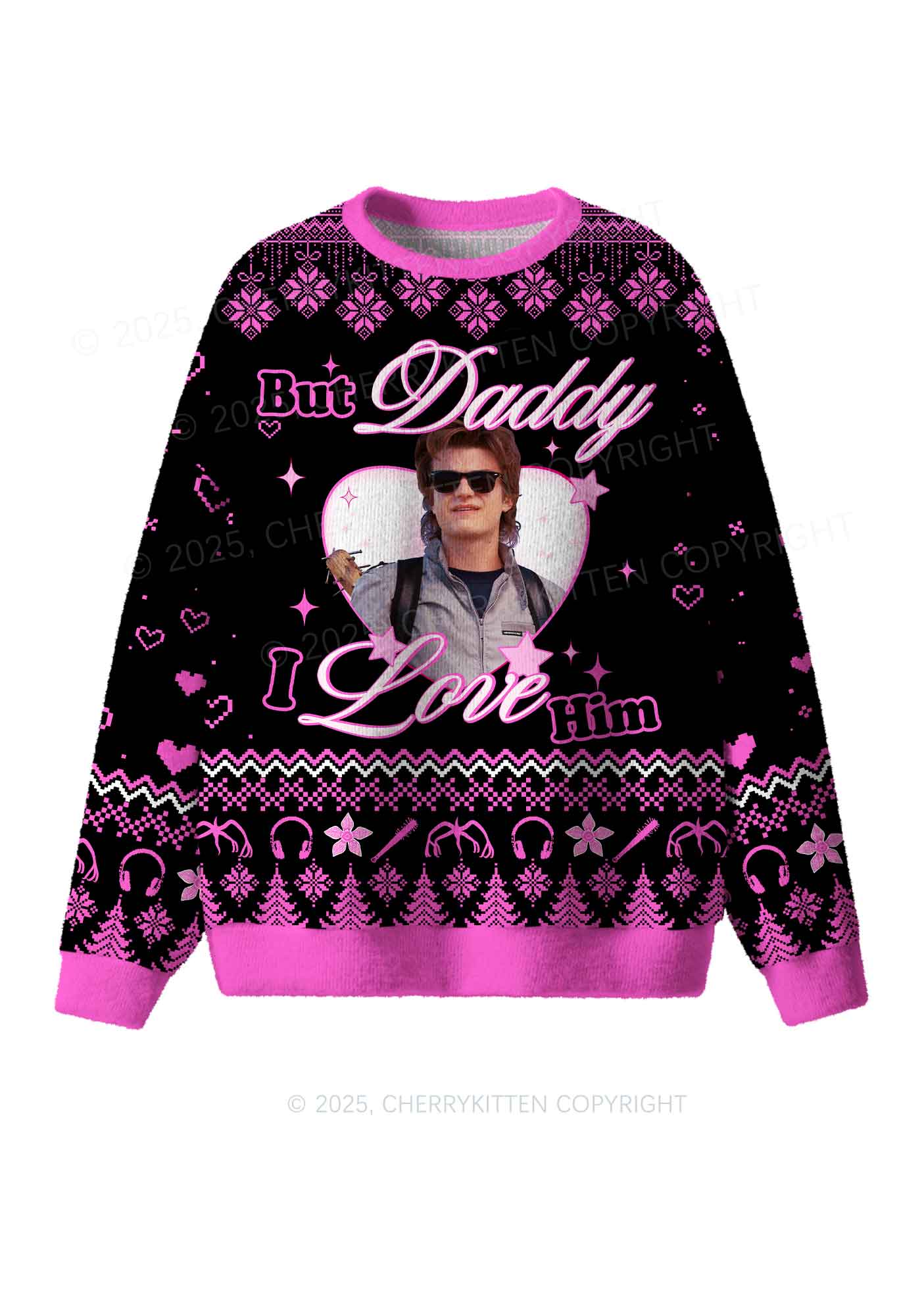 Daddy I Love Him Y2K Christmas Knit Sweatshirt Cherrykitten