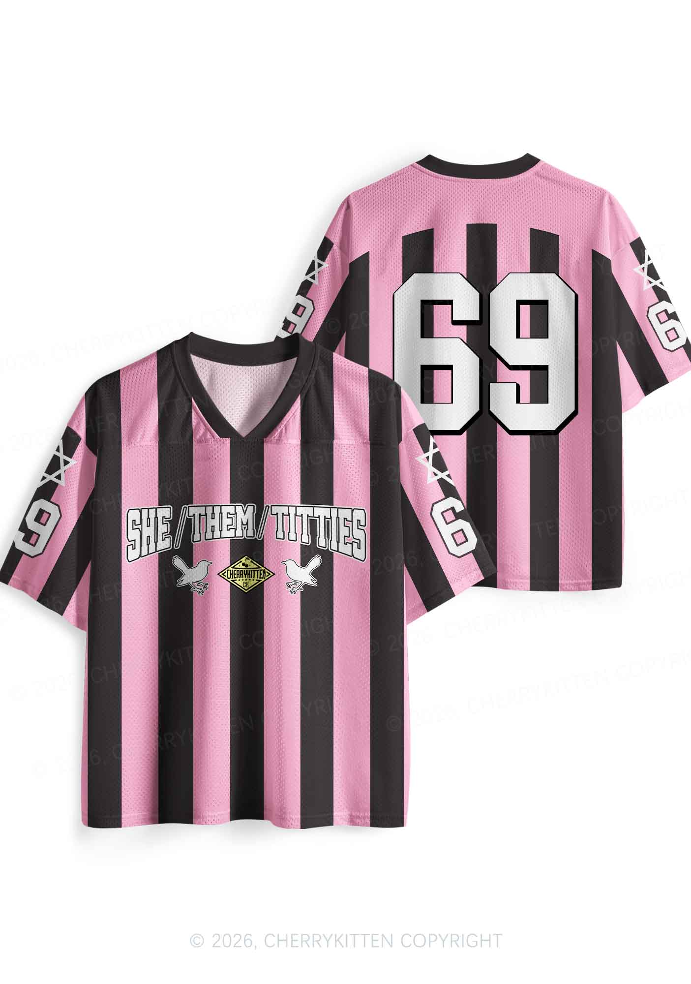 Pink Stripes She Them Txtties Pride Y2K Sport Jersey Shirts Cherrykitten