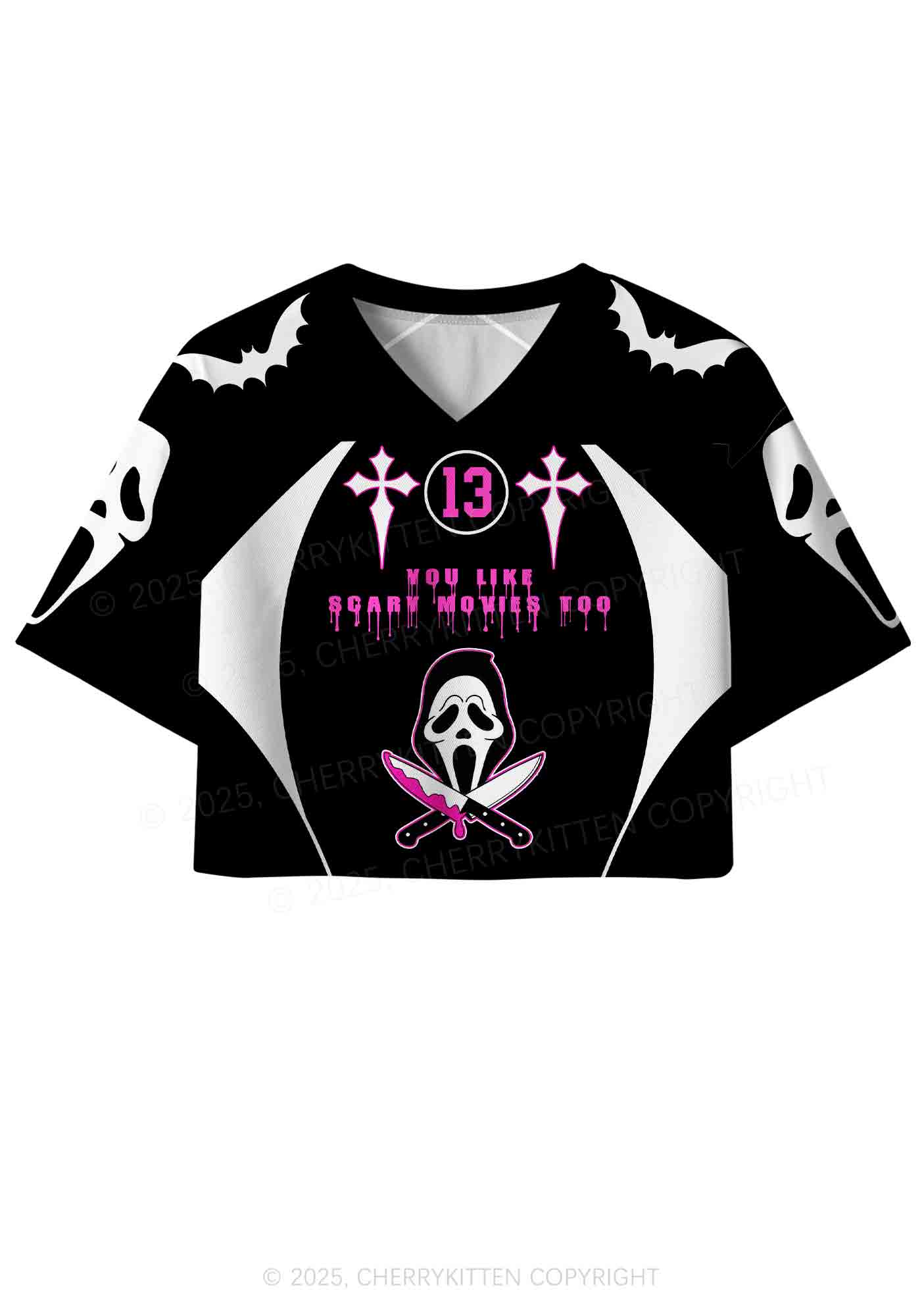 Halloween Custom Like Scary Movie Y2K Crop Sport Jersey Shirts Cherrykitten