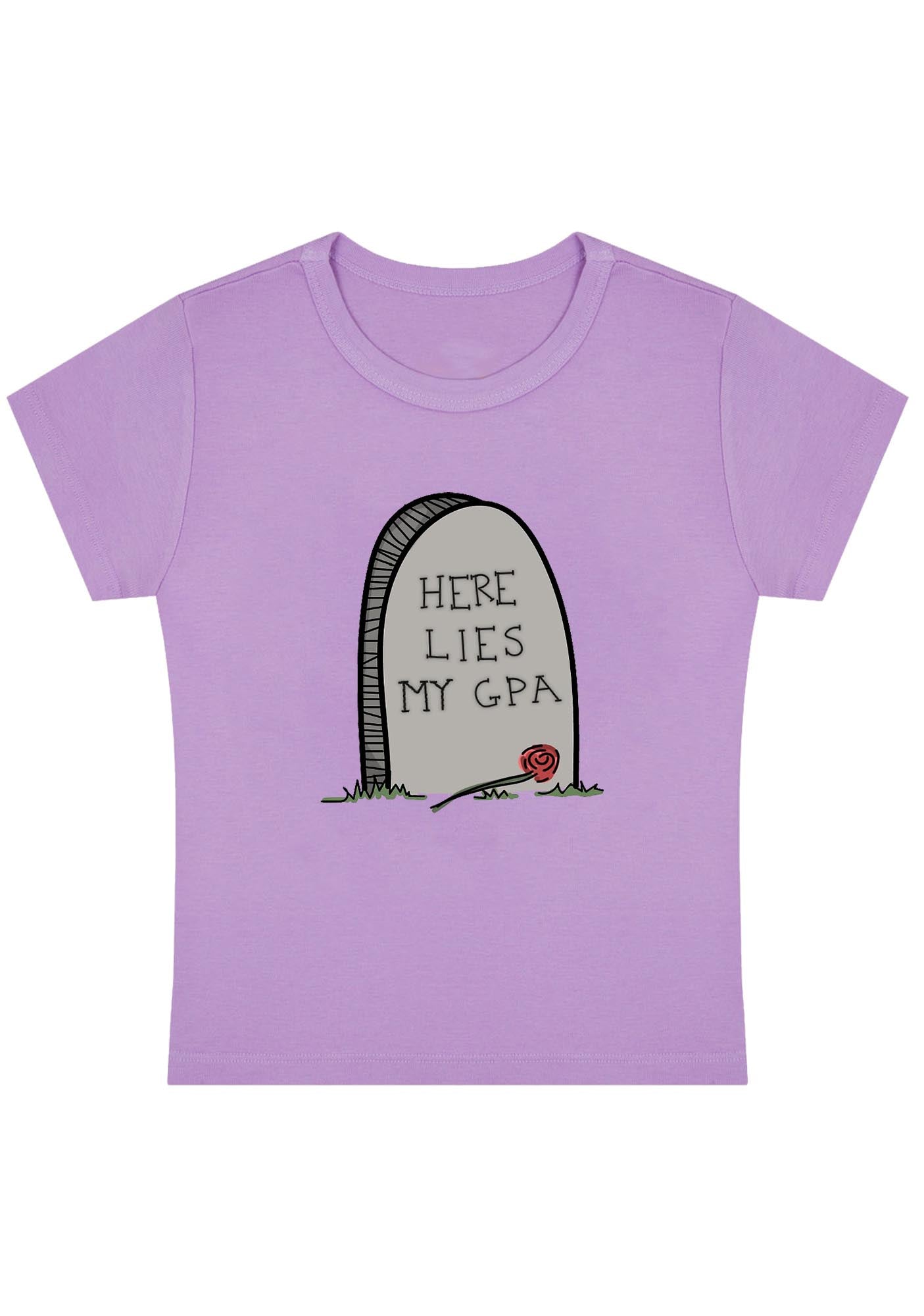 Curvy Here Lies My GPA Baby Tee