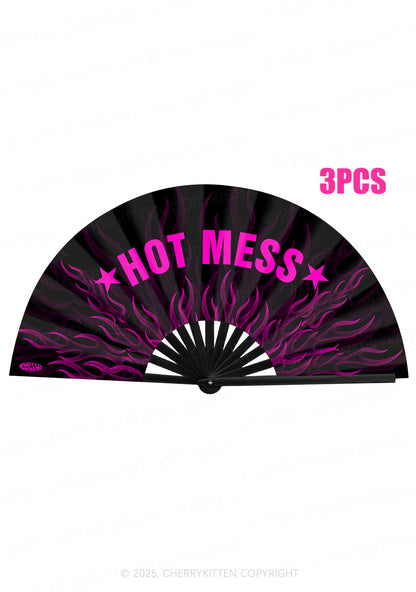 Hot Mess Y2K Rave Hand Fan Cherrykitten