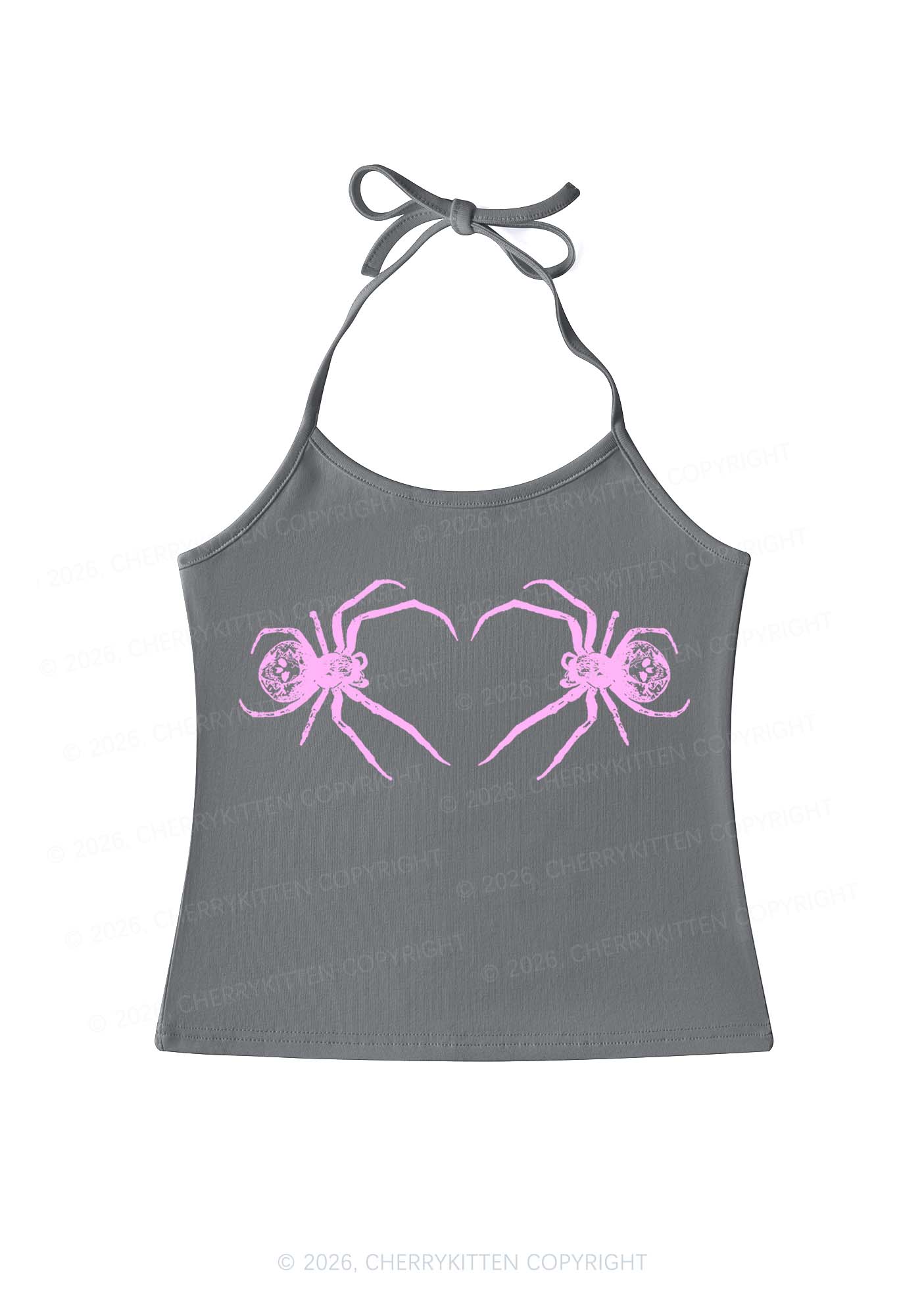 Skull Spider Y2K Halter Neck Cami Cherrykitten