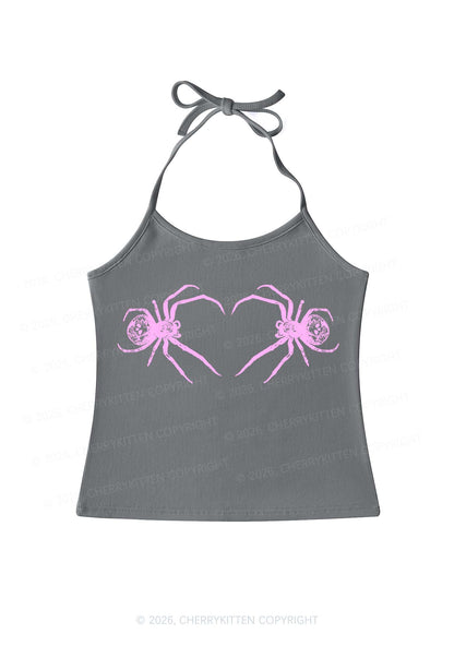 Skull Spider Y2K Halter Neck Cami Cherrykitten