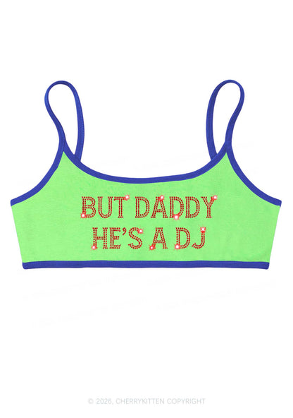 Rhinestone But Daddy Hes A Dj Y2K Super Crop Cami Cherrykitten