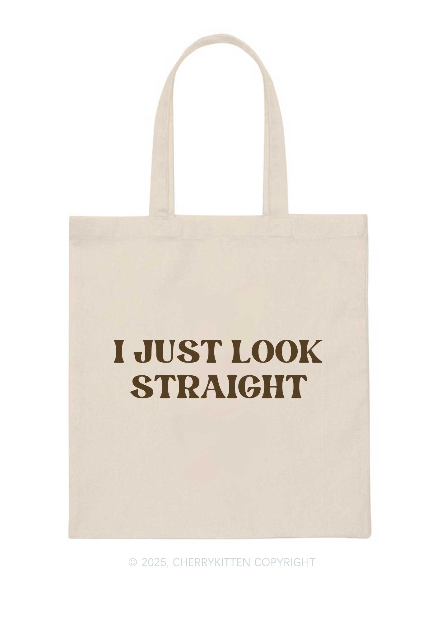 I Just Look Straight Pride Y2K Canvas Tote Bag Cherrykitten