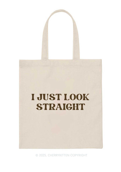 I Just Look Straight Pride Y2K Canvas Tote Bag Cherrykitten