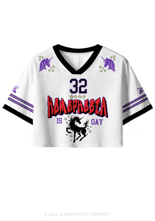 Custom Homophobia Is Gay Pride Y2K Crop Sport Jersey Shirts Cherrykitten