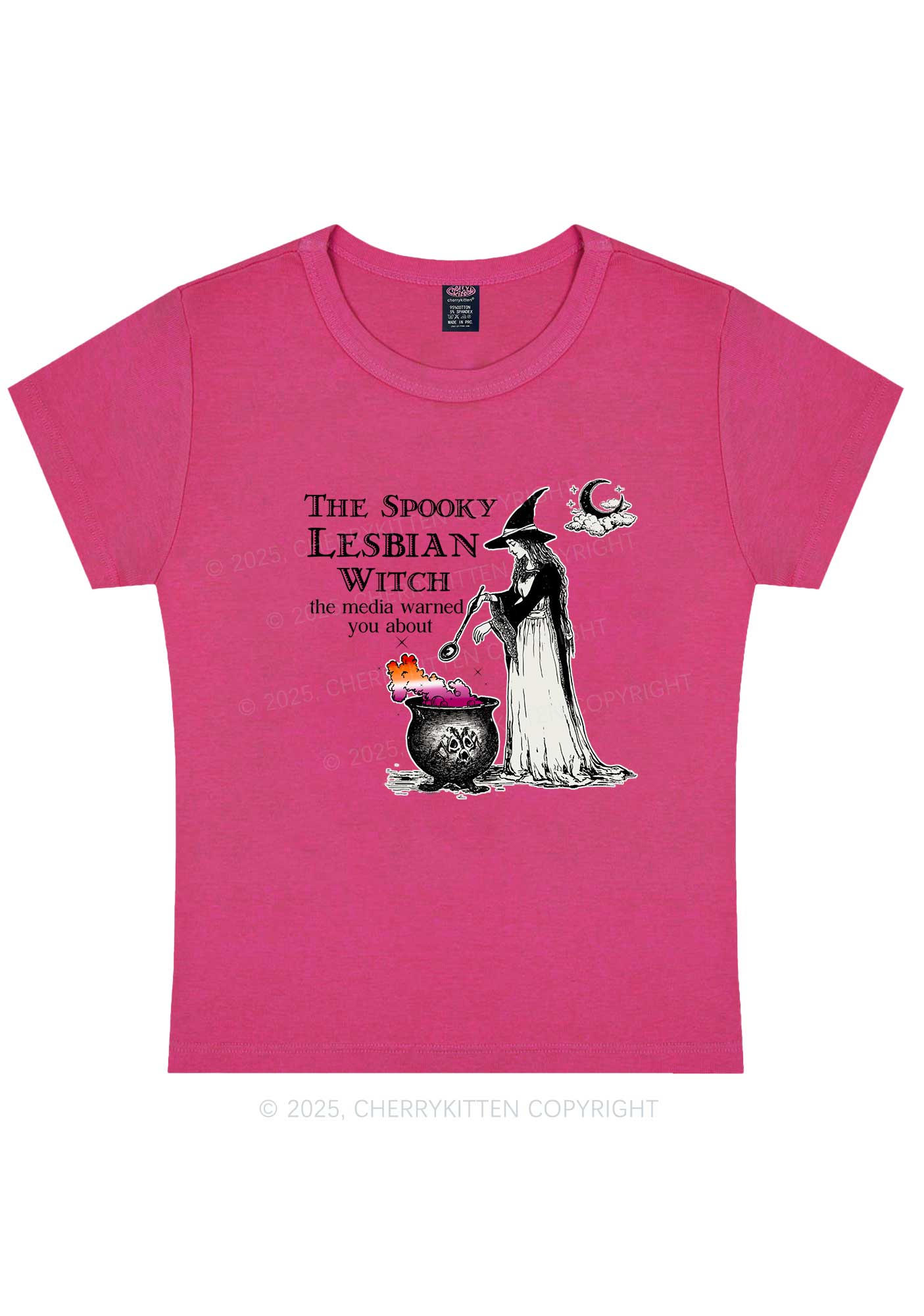 The Spooky Lesbian Witch Y2K Baby Tee Cherrykitten