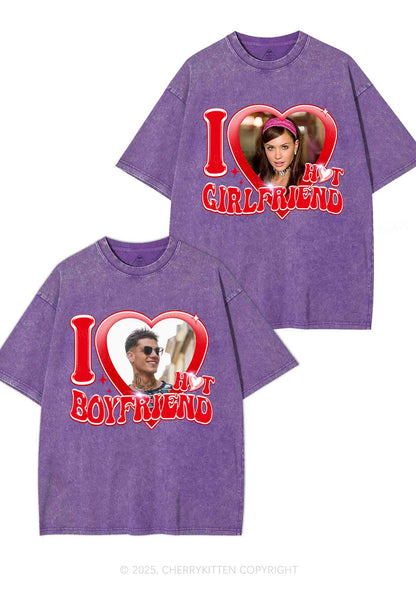 Custom I Love My Hot GF BF Y2K Valentine's Day Washed Tee Cherrykitten