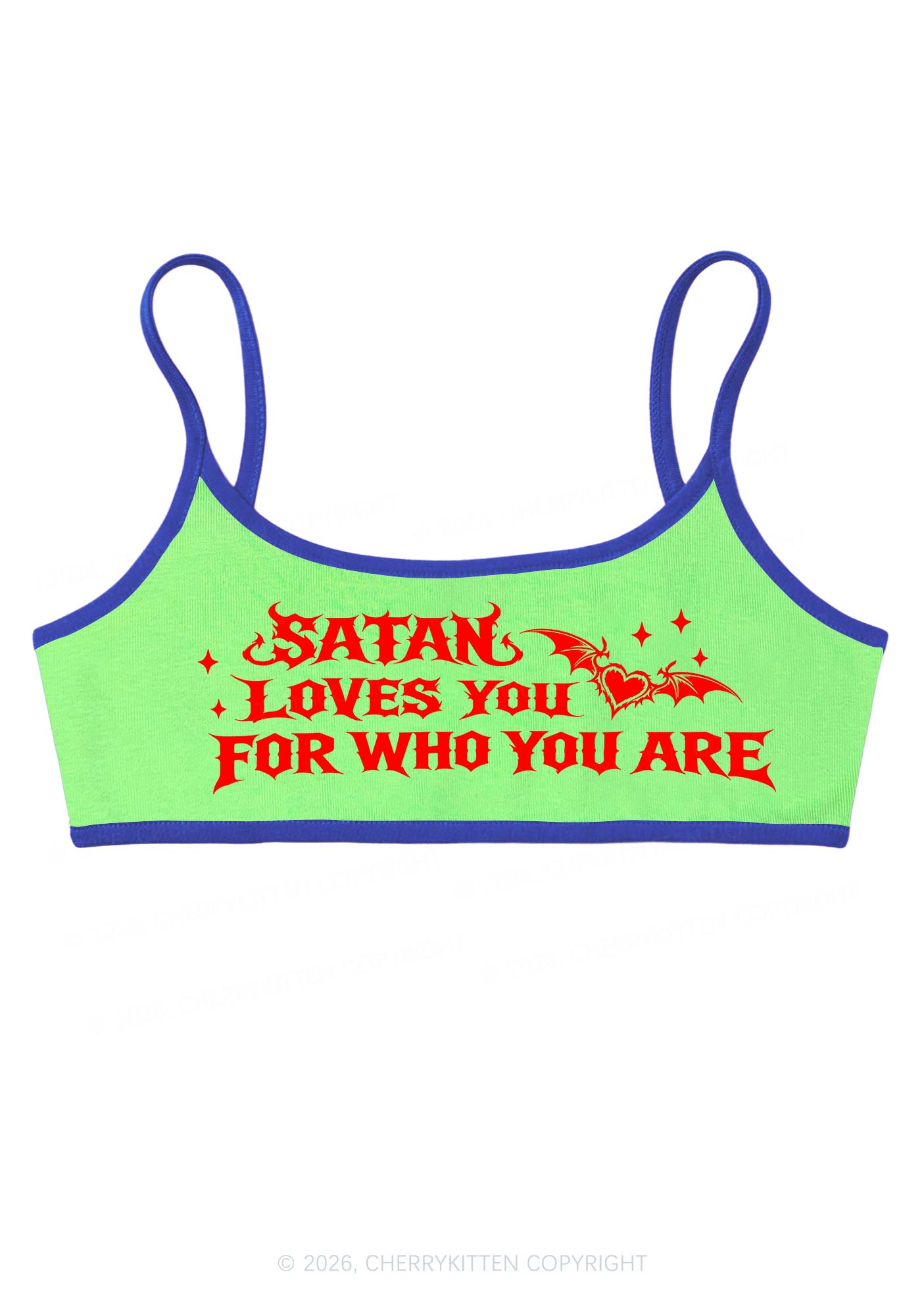 Halloween Satan Loves You Y2K Super Crop Cami Cherrykitten