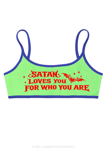 Halloween Satan Loves You Y2K Super Crop Cami Cherrykitten