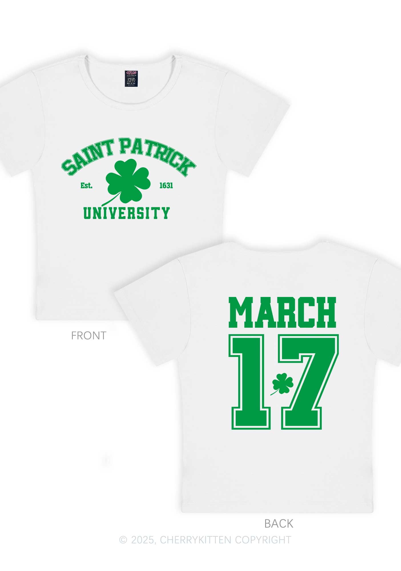 Saint Patrick University Two Sides St Patricks Y2K Baby Tee Cherrykitten