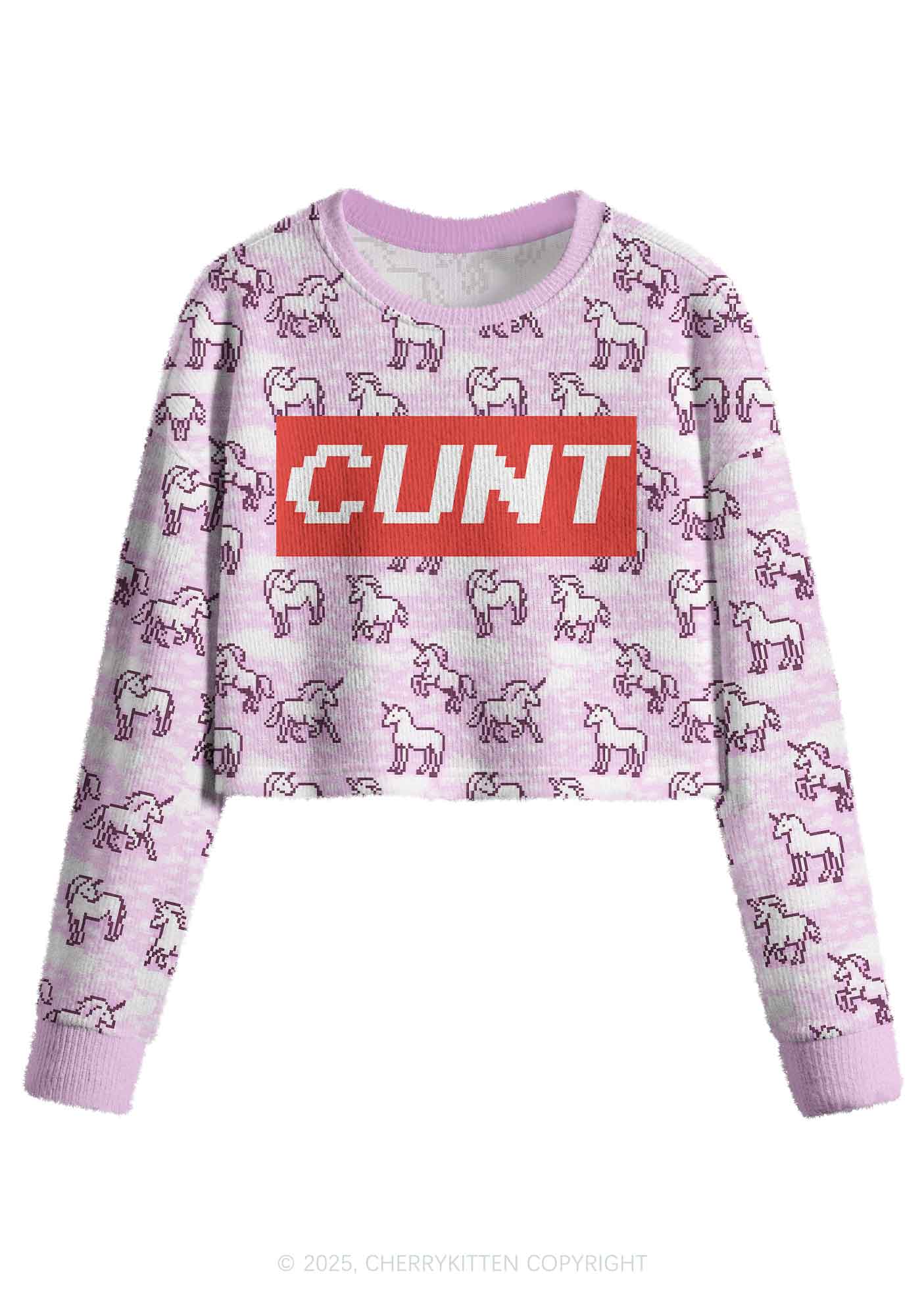 Cxxt Horse Y2K Christmas Crop Knit Sweatshirt Cherrykitten