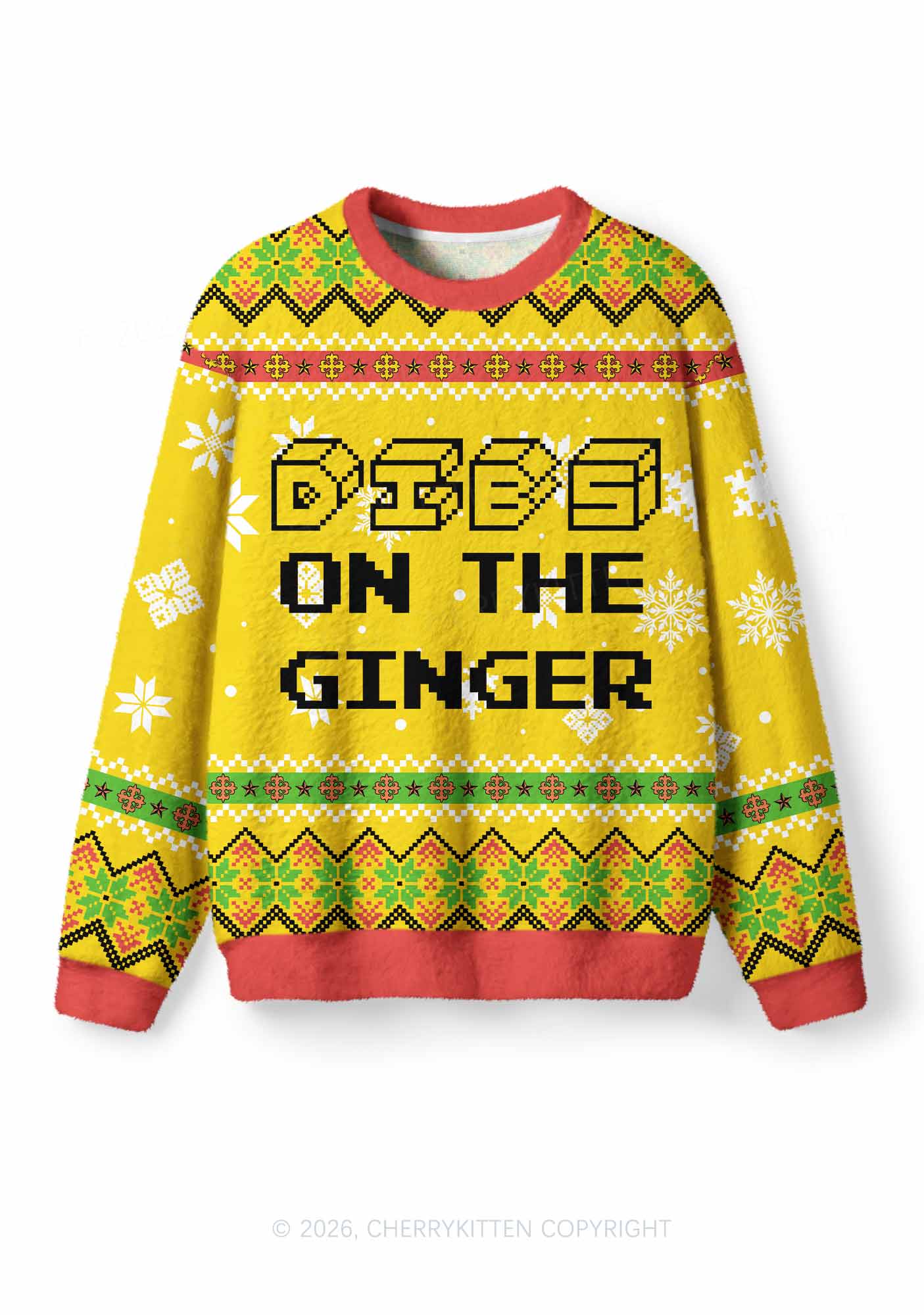 Dibs On The Ginger St Patricks Y2K Christmas Knit Sweatshirt Cherrykitten