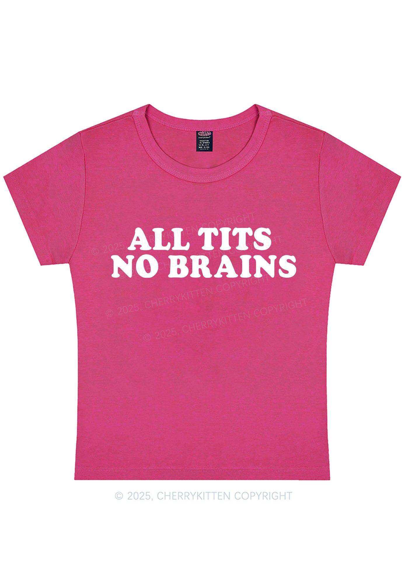 Curvy All Txts No Brains Y2K Baby Tee Cherrykitten