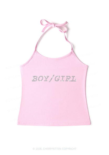 Rhinestone Boy Or Girl Pride Y2K Halter Neck Cami Cherrykitten