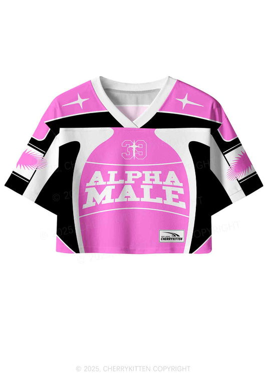 Custom Pink Alpha Male Y2K Crop Sport Jersey Shirts Cherrykitten