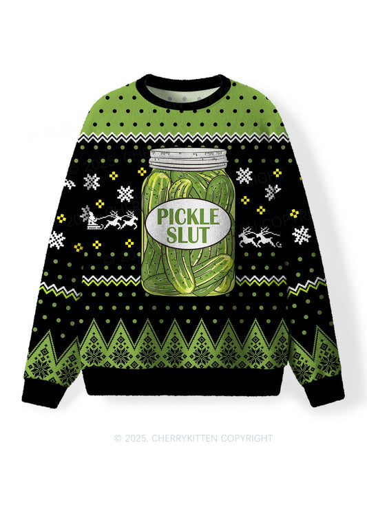 Green Pickle Slxt Y2K Christmas Knit Sweatshirt Cherrykitten