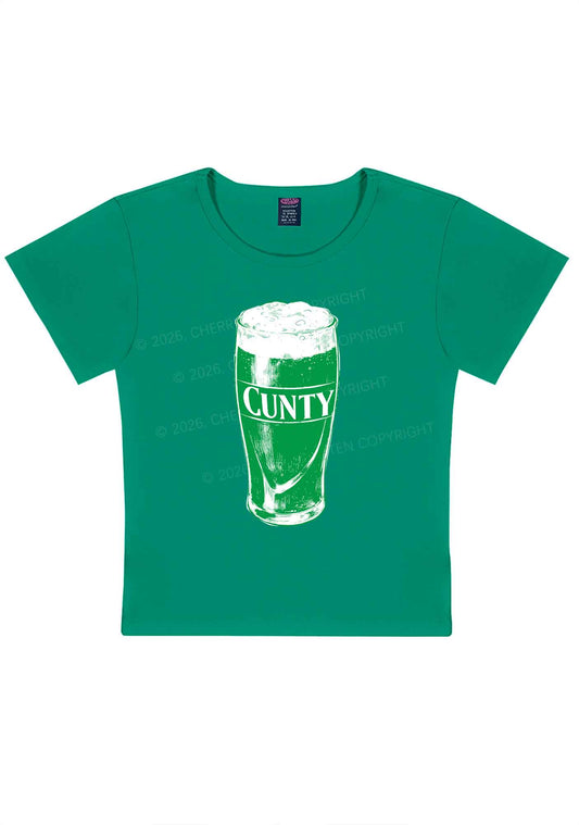 Green Cxxty Beer St Patricks Y2K Baby Tee Cherrykitten