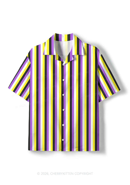 Nonbinary Flag Pride Y2K Print Hawaiian Shirt Cherrykitten