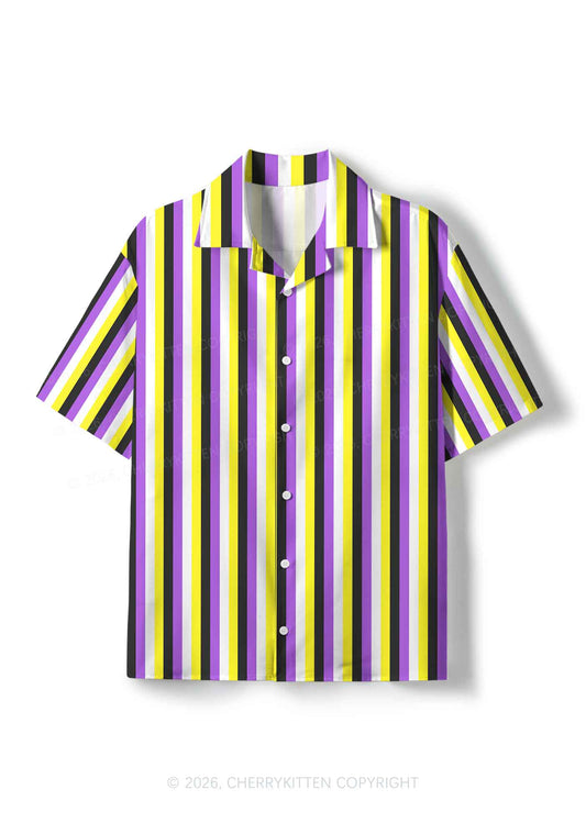 Nonbinary Flag Pride Y2K Print Hawaiian Shirt Cherrykitten