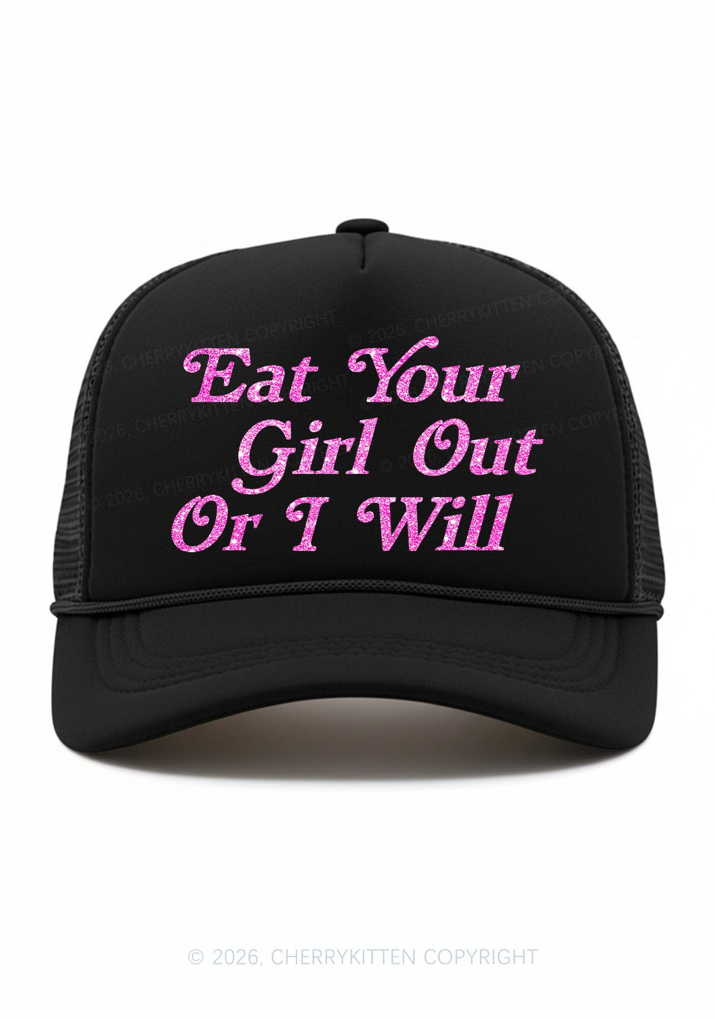 Glitter Eat Your Girl Out Pride Y2K Trucker Hat Cherrykitten