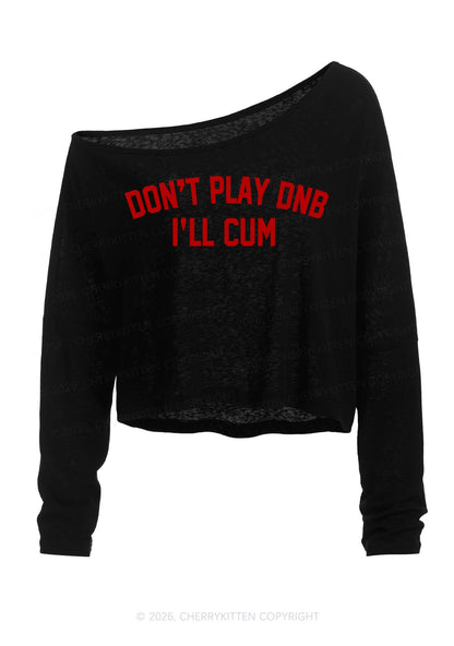 Dont Play DNB Y2K Off Shoulder Long Sleeve Crop Top Cherrykitten